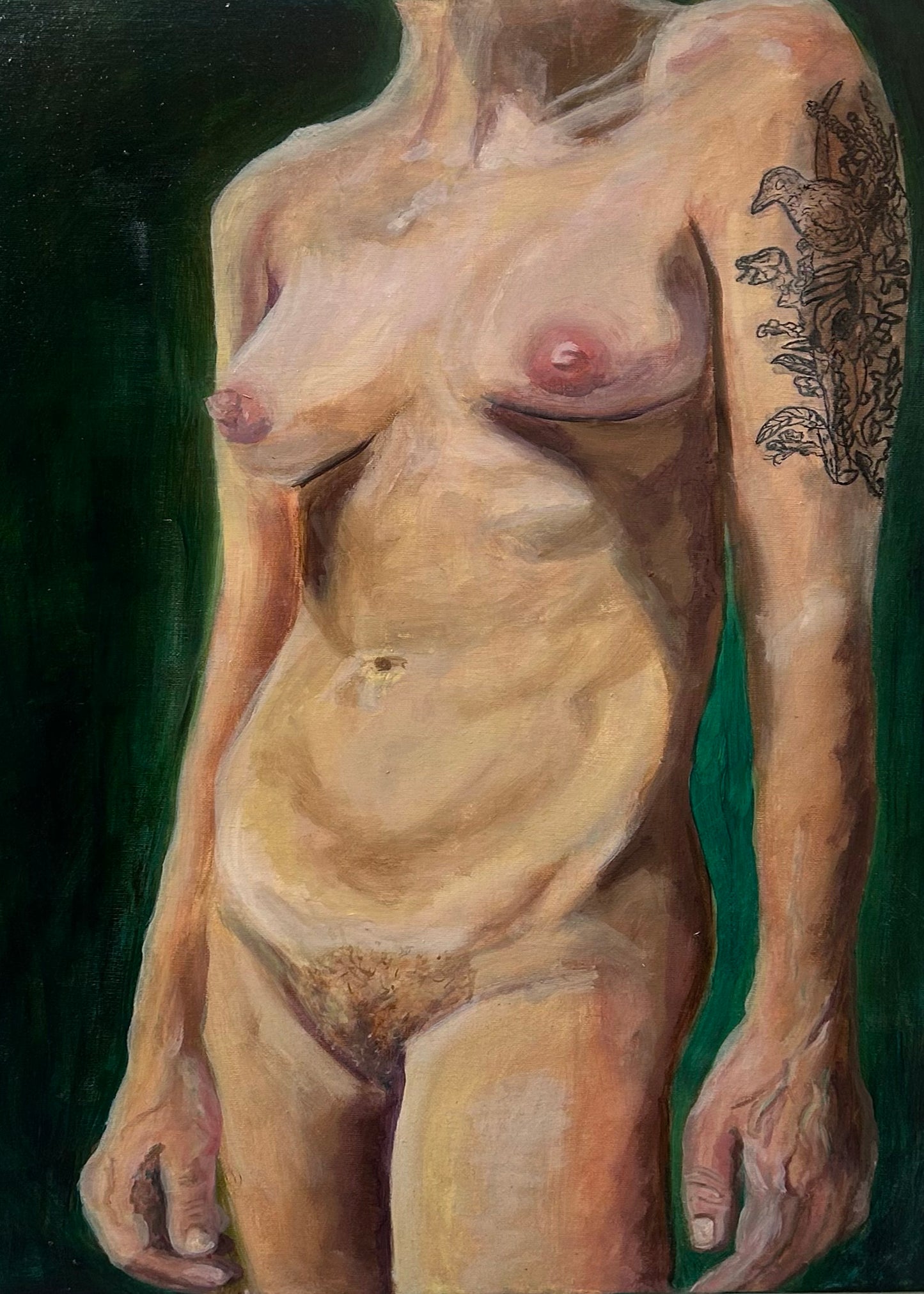 Nude Portrait on Green art print